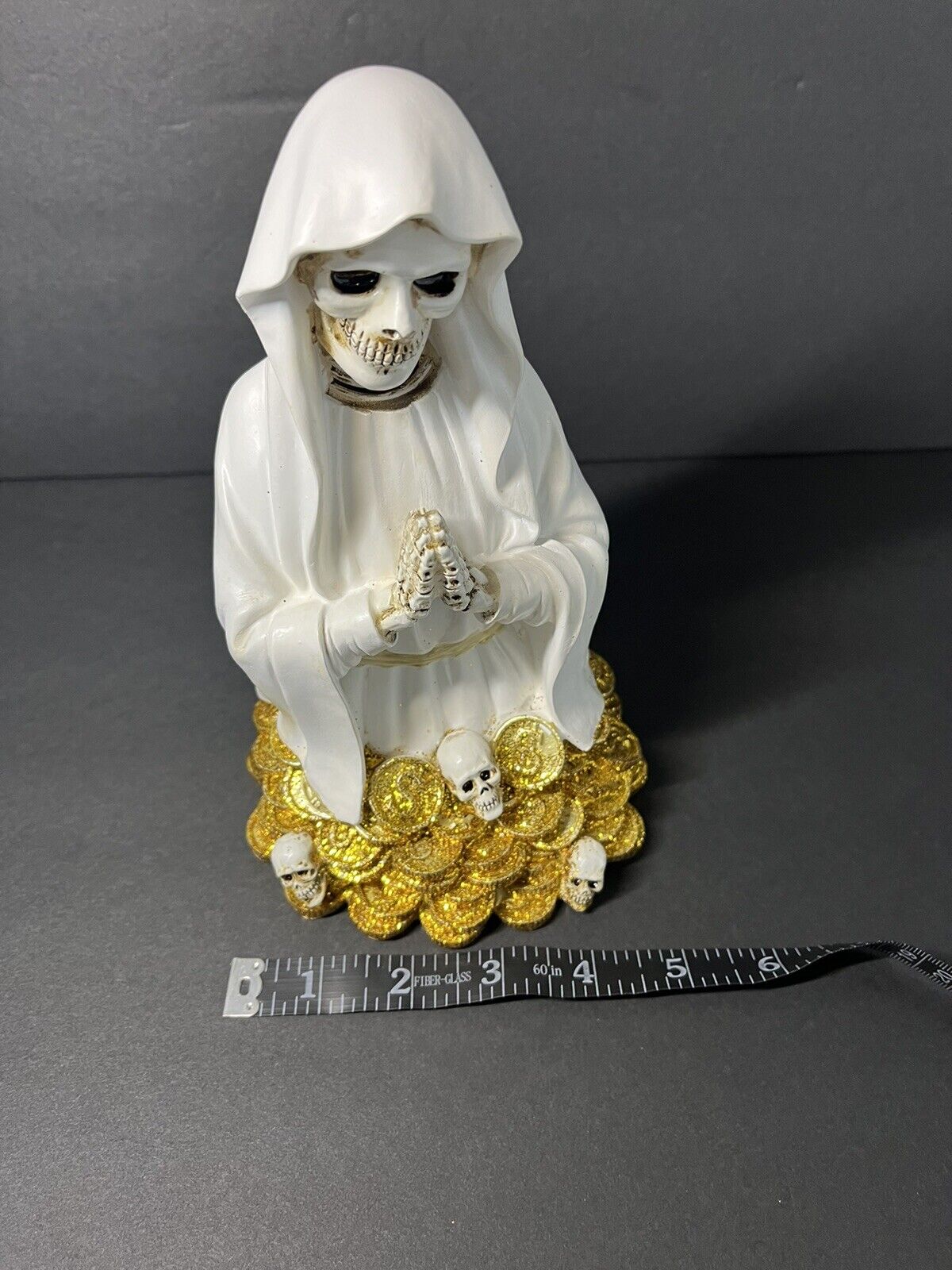 Santa Muerte 8" White Dress Holy Death Statue 6444WT-8