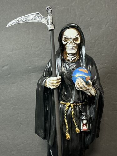 Santa Muerte 12" Con Buhó Black Dress Holy Death Grim Reaper S17012-12BK