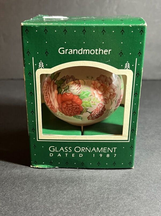 1987 Hallmark Christmas Teardrop Pink Glass Ball Ornament Grandmother