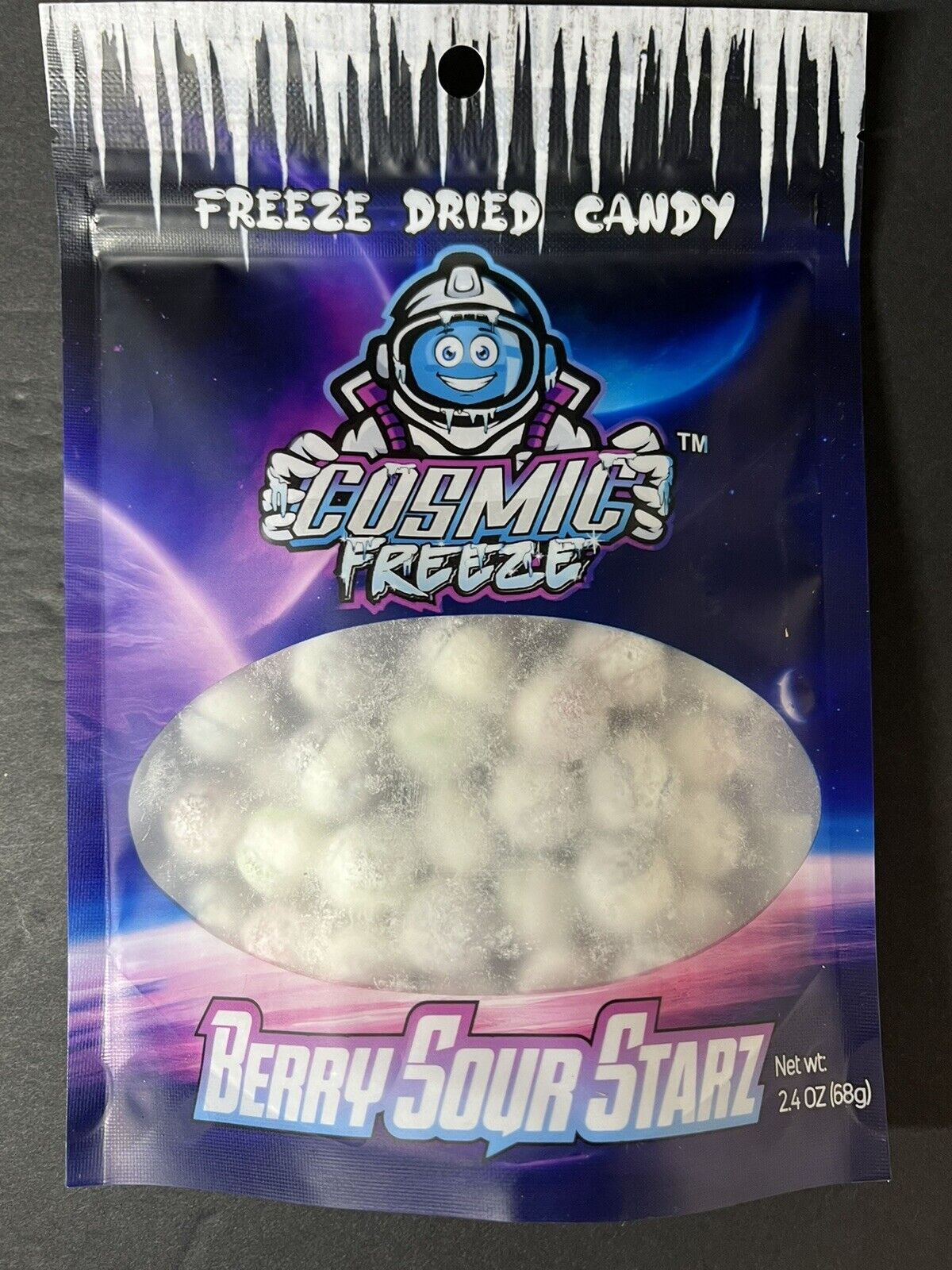 3 pcs 🍭Freeze Dried Candy Star Clusters,Rock Starz ,Berry Sour  2.40z (68g).