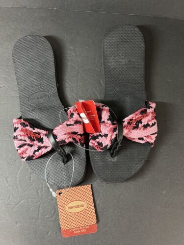 Havaianas You St. Tropez Mesh Flip Flop Sandals Women’s Size 6 Pink Black