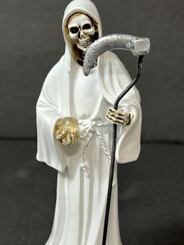 Santa Muerte 5" White Dress Holy Death Grim Reaper Skull Skeleton 2013JWT-5