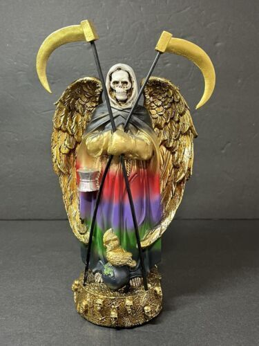 Santa Muerte 9" Con Alas Dos Guadañas 7 Holy Death Grim Reaper Skull -16809