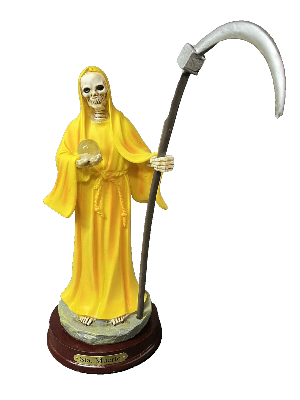 Estatua de La Santa Muerte 9" Yellow  Color Holly Death Statue 2022YW-9